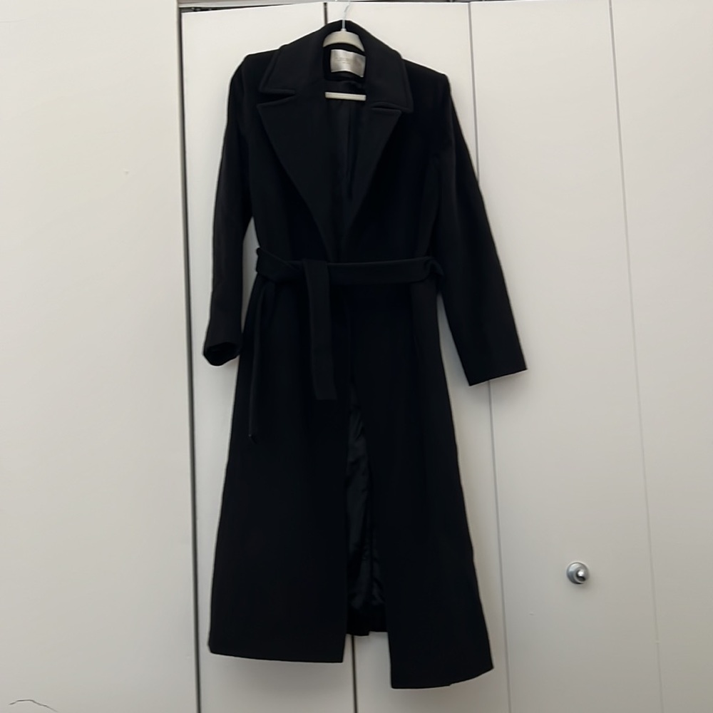 Fleurette 100% wool tie coat, size 10